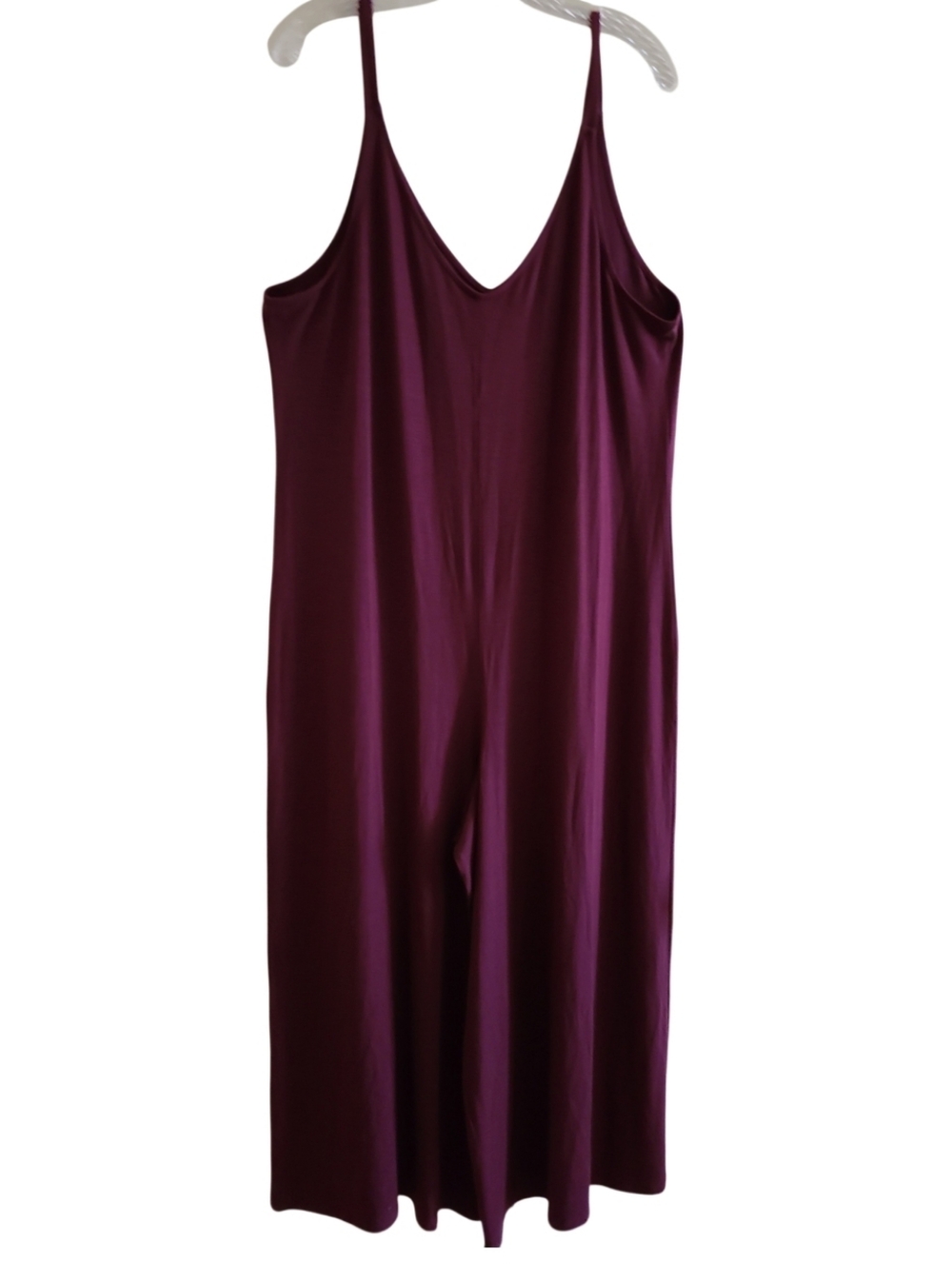 Athleta V Neck Night Time Bliss Sleep Romper Deep Burgundy Wide-Leg Jumpsuit - Picture 3 of 16